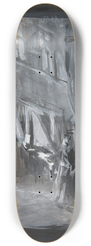 Jzef Pankiewicz - Old Town in Warsaw at night 8.25 inch art skate deck