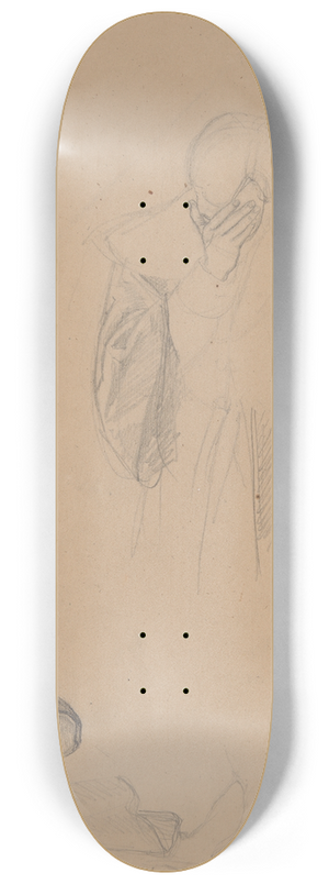 Jzef Simmler - Study to an unidentified figural composition 8.25 inch art skate deck