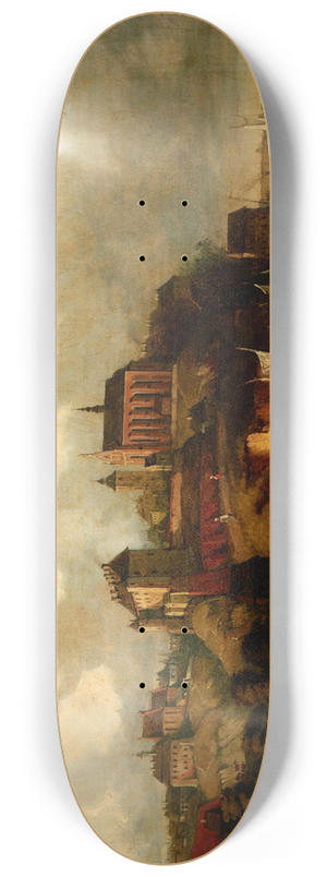 Jzef Szermentowski - View of Sandomierz from the Vistula River 8.25 inch art skate deck