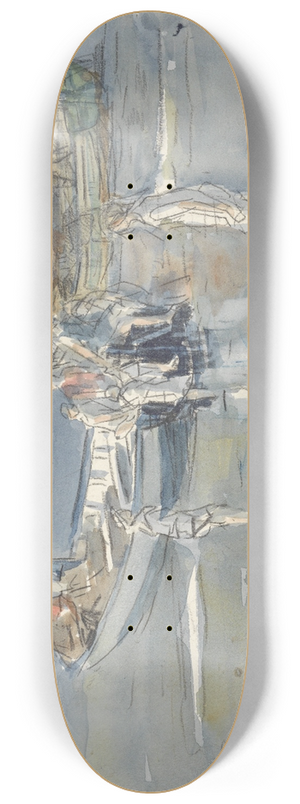 Johan Antonie de Jonge - Vissersschepen op het strand van Scheveningen 8.25 inch art skate deck Johan Antonie de Jonge - Vissersschepen op het strand van Scheveningen 8.25 inch art skate deck