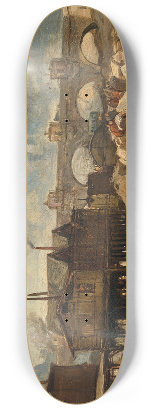 Johan Barthold Jongkind - Bain, bateaux-lavoirs prs du Pont-Neuf 8.25 inch art skate deck