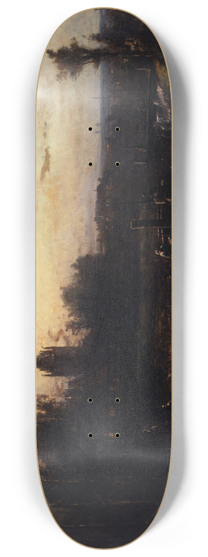 Johan Barthold Jongkind - Clair de lune  Overschie (environs de Rotterdam) 8.25 inch art skate deck