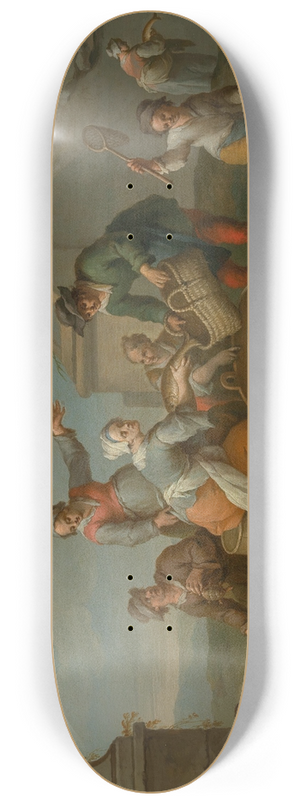 Karl Aigen - Market scene 8.25 inch art skate deck