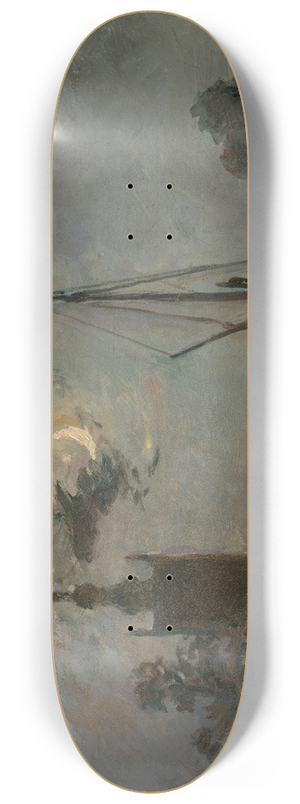 Johan Barthold Jongkind - Overschie in the Moonlight 8.25 inch art skate deck