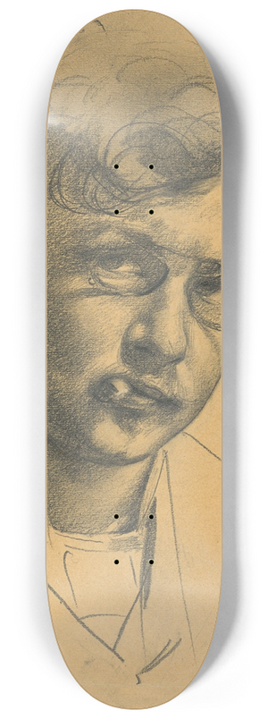 Karl Stauffer-Bern - Selbstbildnis mit Zigarette 8.25 inch art skate deck