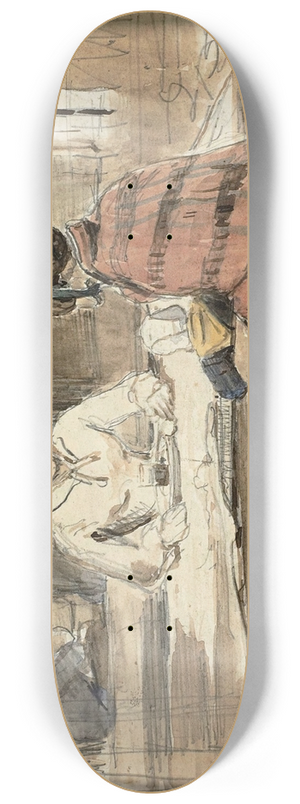Johan Barthold Jongkind - Two Women in a Cafe 8.25 inch art skate deck
