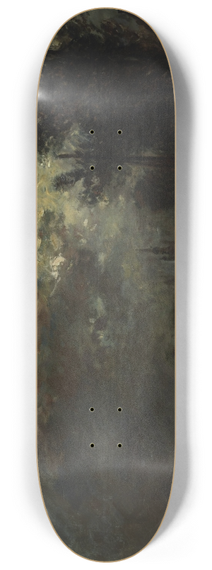 Johan Barthold Jongkind - View on Overschie in Moonlight 8.25 inch art skate deck