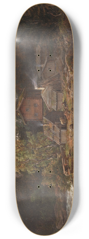 Johan Christian Dahl - View of Hnefossen 8.25 inch art skate deck