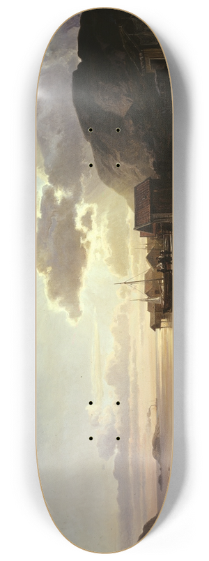 Johan Edvard Bergh - Fishing Village in Bohusln 8.25 inch art skate deck
