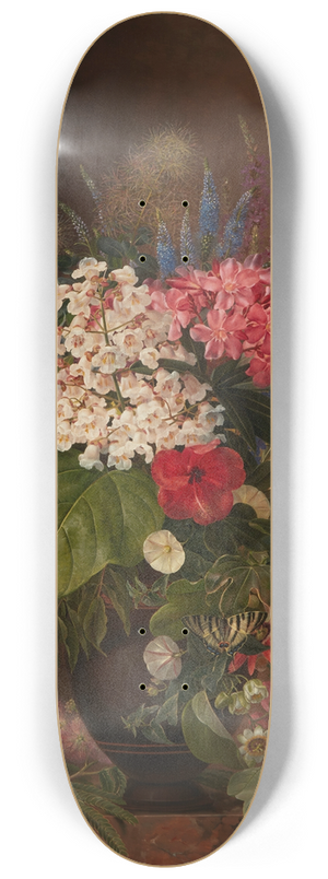 Johan Laurentz Jensen - Convulvulus, lupins, speedwell and fuschia in a vase 8.25 inch art skate deck
