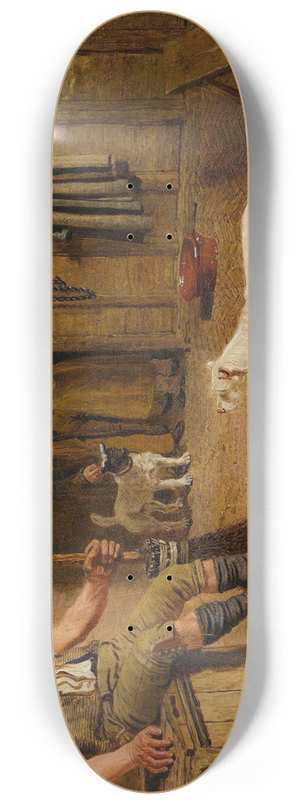 Lambert Marshall - An Interior Scene With A Servant And Parson Jack Russell Hunt Terriers 8.25 inch art skate deck