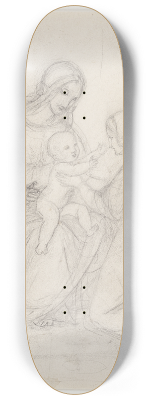 Johan Ludvig Lund - Siddende madonna med barn og knlende kvinde 8.25 inch art skate deck