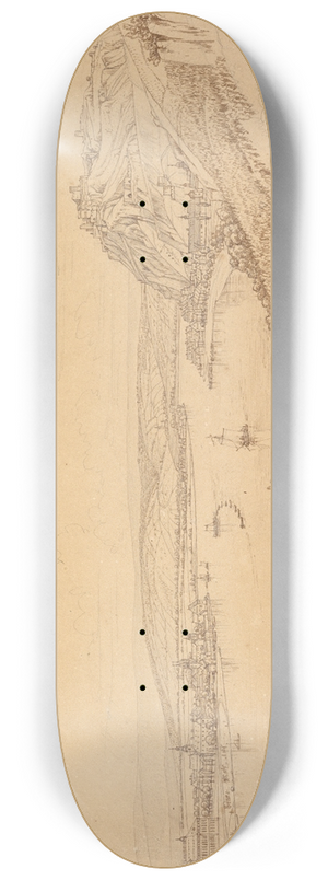 Johann Adam Klein - View of Koblenz with the Rhine and Fortress Ehrenbreitstein (recto); View of the Heidelberg Castle 8.25 inch art skate deck Johann Adam Klein - View of Koblenz with the Rhine and Fortress Ehrenbreitstein (recto); View of the Heidelberg Castle 8.25 inch art skate deck