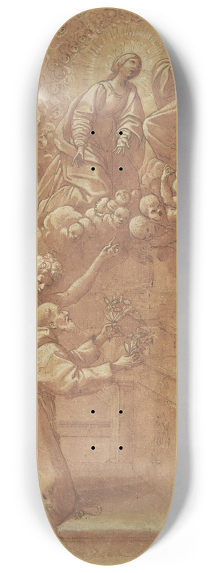 Leonello Spada - A kneeling Franciscan Frands of Assisi, supported by an angel 8.25 inch art skate deck