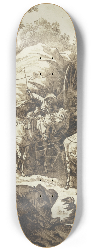 Johann Albrecht Dietzsch - Ein hochbepackter, von vier Pferden gezogener Wagen kommt einen Gebirgsweg herab 8.25 inch art skate deck