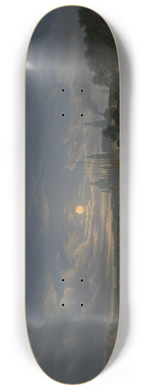 Johann Anton Castell - Ansicht auf Dresden, Mondschein 8.25 inch art skate deck