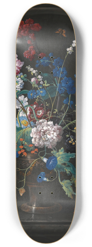 Johann Baptist Drechsler - A Still Life Of Roses, Tulips, Anemones, Bluebells And Other Flowers In A Vase,In A Stone Niche 8.25 inch art skate deck Johann Baptist Drechsler - A Still Life Of Roses, Tulips, Anemones, Bluebells And Other Flowers In A Vase,In A Stone Niche 8.25 inch art skate deck