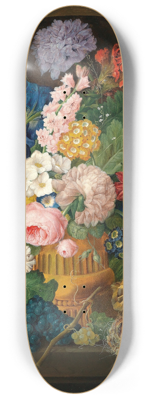 Johann Baptist Drechsler - Still Life Of Flowers With A BirdS Nest 8.25 inch art skate deck