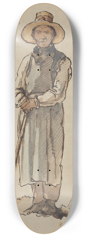 Johann Baptist Kirner - Bauer mit breitrandigem Hut, sich auf eine Hacke sttzend 8.25 inch art skate deck