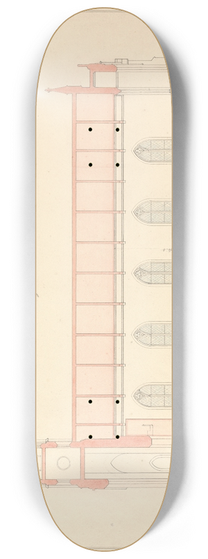 Lewis Vulliamy - Design for a Chapel at Enfield; Longitudinal Section. 8.25 inch art skate deck