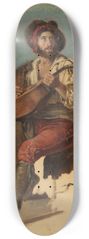 Johann Baptist Kirner - Sitzender italienischer Musikant, Stuhl unvollendet 8.25 inch art skate deck