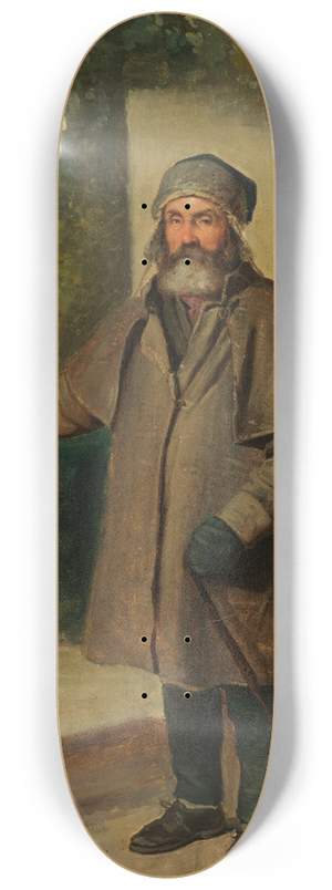 Johann Baptist Kirner - Winterlich bekleideter Mann mit Vollbart, den linken Arm erhoben 8.25 inch art skate deck