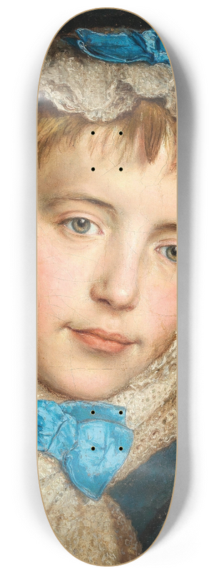 Johann Baptist Reiter - A Girl With Lace Headscarf And Blue Bows 8.25 inch art skate deck