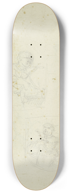Johann Baptist Zimmermann  - Zwei Halbfiguren von Heiligen mit Kruzifix 8.25 inch art skate deck