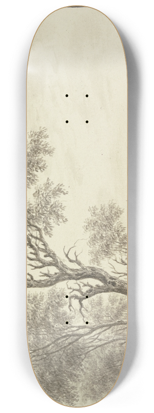 Johann Caspar Zehender - Baumgruppe an einem Fluufer, im Hintergrund ein Dorf 8.25 inch art skate deck