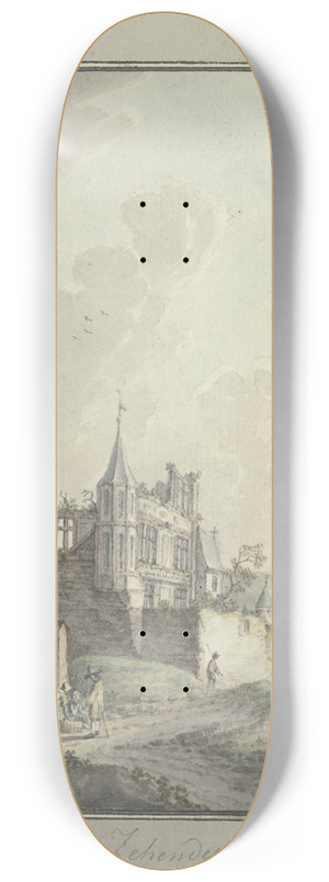 Johann Caspar Zehender - Castle ruins by the water 8.25 inch art skate deck