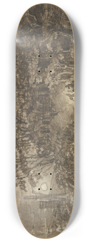 Johann Christian Reinhart - Nocturnal river landscape 8.25 inch art skate deck