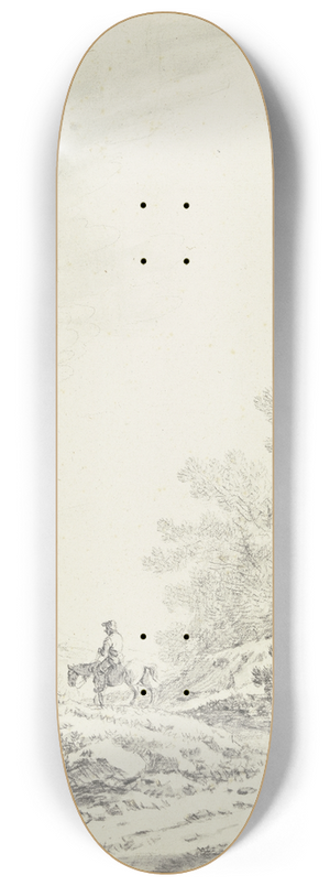 Johann Christoph Dietzsch - Breiter Weg mit Ausblick in eine offene Landschaft, rechts Buschwerk, links auf dem Weg zwei Reiter und drei Fugnger 8.25 inch art skate deck
