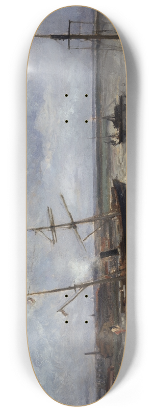 Louis Artan - Quay in Antwerp 8.25 inch art skate deck