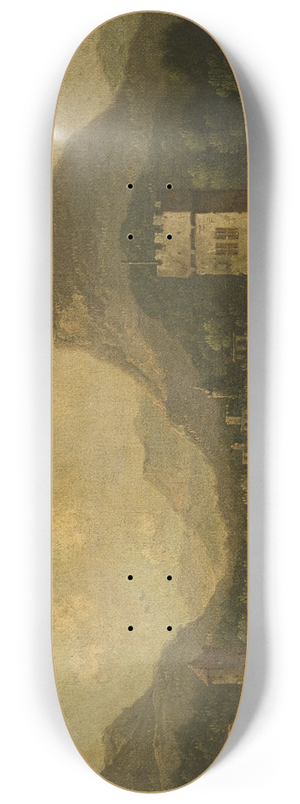 Johann Christoph von Bemmel - Romantic landscape with architecture 8.25 inch art skate deck