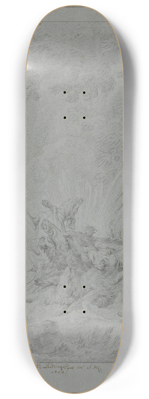 Johann Elias Ridinger - Eber, von vier Hunden gestellt 8.25 inch art skate deck