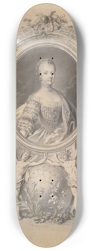 Johann Esaias Nilson - Portrait of Queen Marie-Antoinette in an ornamental frame 8.25 inch art skate deck
