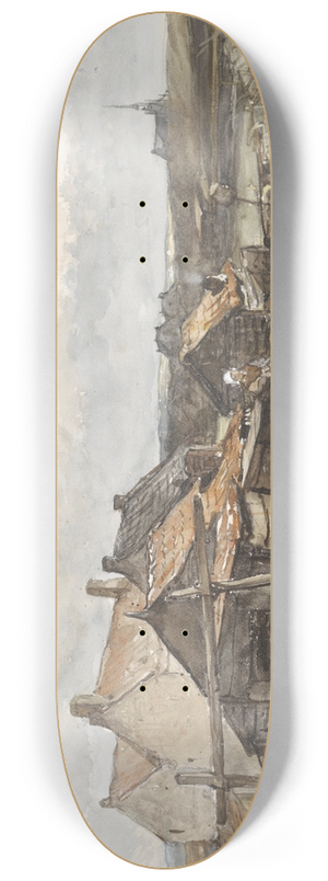 Johannes Bosboom - Fishing Family Houses in Scheveningen 8.25 inch art skate deck Johannes Bosboom - Fishing Family Houses in Scheveningen 8.25 inch art skate deck