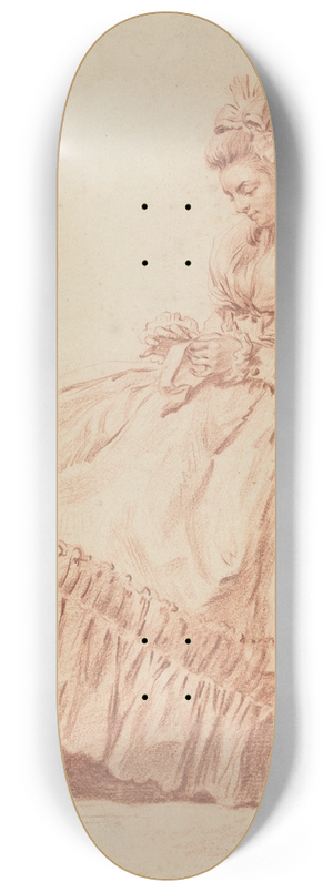 Louis Rolland Trinquesse - Seated Woman Sewing 8.25 inch art skate deck