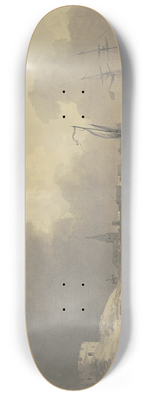 Johannes Christiaan Schotel - View of Vlissingen 8.25 inch art skate deck