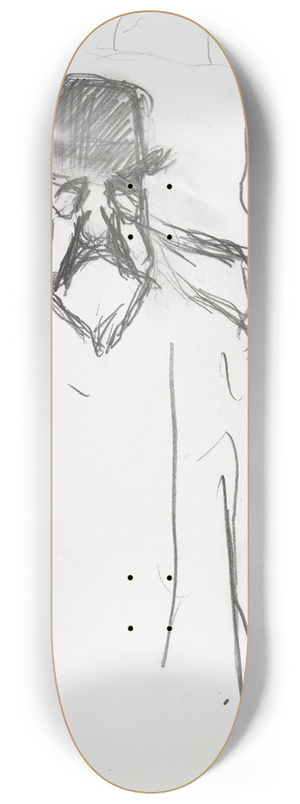 Ludvig Karsten - Mann med hatt og frakk; hode 8.25 inch art skate deck