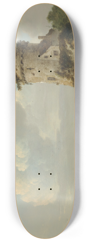 Johannes Hermanus Koekkoek - Pulling in nets at sunset 8.25 inch art skate deck