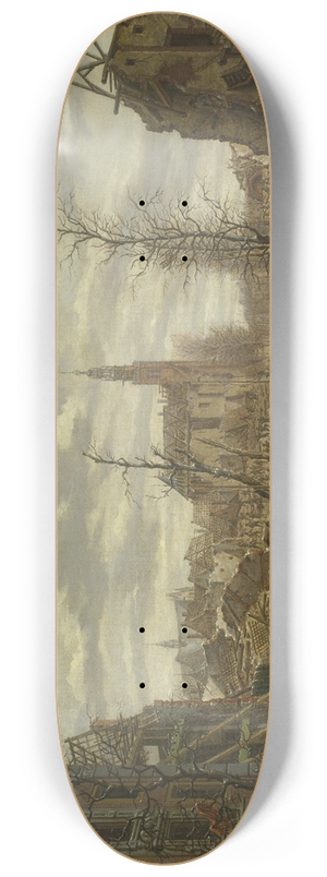 Johannes Jelgerhuis - The Rapenburg, Leiden, three Days after the Explosion of a Powder Ship on 12 January 1807 8.25 inch art skate deck