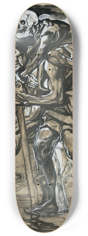 Johannes Josephus Aarts - Door het water wadende man met skelet op de rug 8.25 inch art skate deck