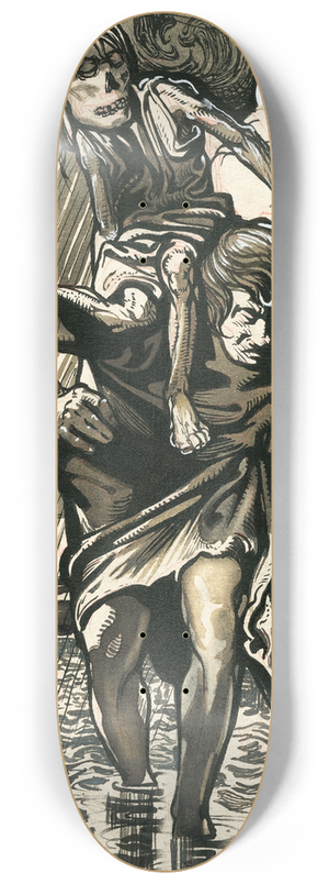 Johannes Josephus Aarts - Door het water wadende man met skelet op de rug 8.25 inch art skate deck