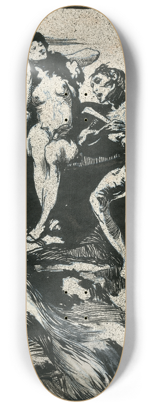 Johannes Josephus Aarts - Naakte man, musicerend, luisterende vrouw, vogels 8.25 inch art skate deck