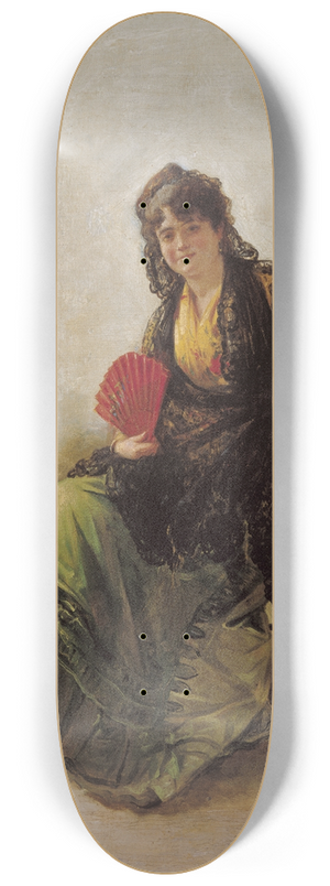 Manuel Cabral Aguado Bejarano - Maja with Red Fan 8.25 inch art skate deck
