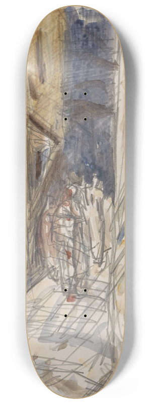 Marius Bauer - Straat met figuren. 8.25 inch art skate deck