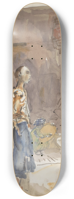 Marius Bauer - Straat met figuren. 8.25 inch art skate deck