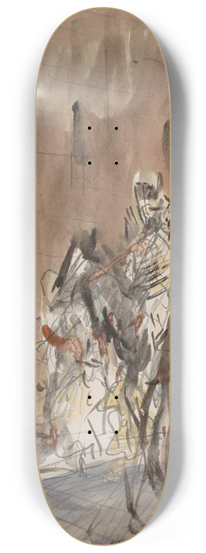 Marius Bauer - Straat met figuren, waaronder een ruiter 8.25 inch art skate deck