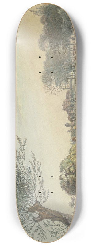 Johann Friedrich Morgenstern - Hof Rebstock inmitten des weiten Wiesengelndes an der Mainzer Landstrae bei Frankfurt am Main 8.25 inch art skate deck